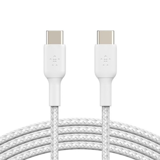 Picture of Belkin BoostCharge Braided USB-C to USB-C Cable (1M) - White (CAB004bt1MWH), 60W, 480Mbps,25K+ bend, Samsung Galaxy, iPad,Google, 2 Years Warranty