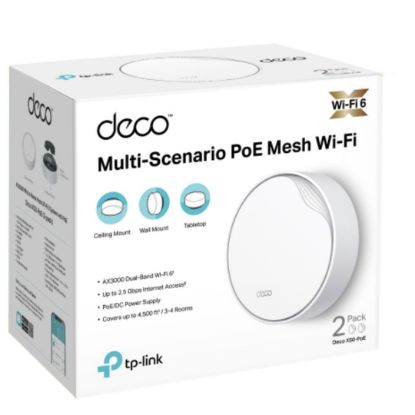 Picture of TP-Link Deco X50-PoE(2-pack) AX3000 Whole Home Mesh WiFi 6 System with PoE,  574 Mbps at 2.4 GHz + 2402 Mbps at 5 GHz