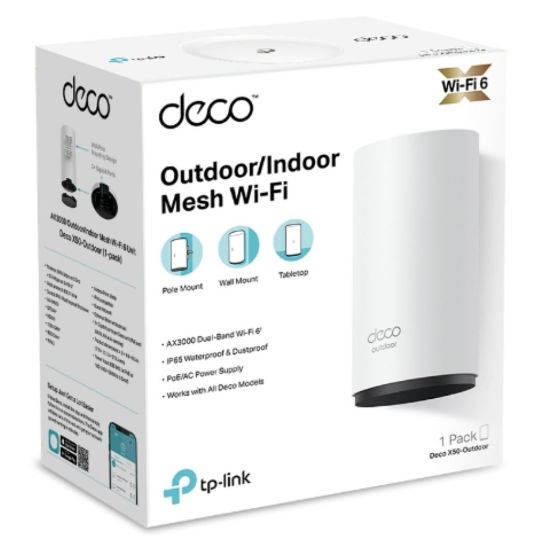 Picture of TP-Link Deco X50-Outdoor(1-pack) AX3000 Outdoor / Indoor Whole Home Mesh WiFi 6 Unit, 574 Mbps at 2.4 GHz + 2402 Mbps at 5 GHz