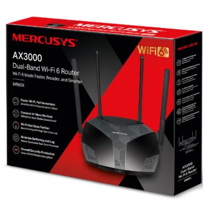 Picture of Mercusys MR80X AX3000 Dual-Band Wi-Fi 6 Router, Up to 3 Gbps ,MU-MIMO, OFDMA,WPA3