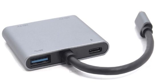 Picture of Oxhorn 4-in-1 USB-C to 2x HDMI 1xUSB3.0 1xUSB-C Charging Port 100W Power Delivery Support 4K@30Hz Displays
