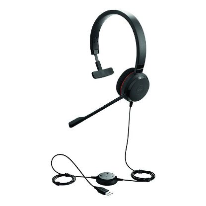 Picture of Jabra Evolve 20 UC Mono SE, USB-A Headset, Passive Noise Cancellation, Easy Call Management, Plug-and-play, Leatherette Ear Cushions