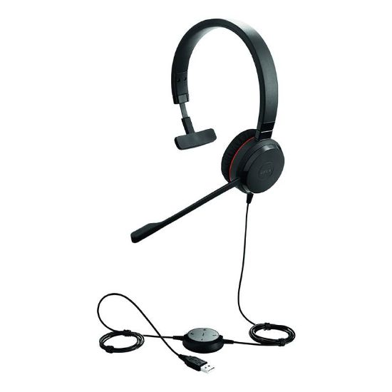 Picture of Jabra Evolve 20 UC Mono SE, USB-A Headset, Passive Noise Cancellation, Easy Call Management, Plug-and-play, Leatherette Ear Cushions