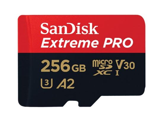 Picture of SanDisk Extreme Pro 256GB microSD SDXC SDXC UHS-I 200MB/s 140MB/s V30 U3 A2 4K UHD Shock temperature water & X-ray proof with SD Adaptor