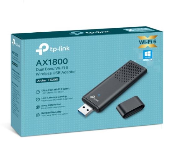 Picture of TP-Link Archer TX20U AX1800 Dual Band Wi-Fi 6 Wireless USB Adapter, 1201 Mbps at 5 GHz + 574 Mbps at 2.4 GHz, MU-MIMO, OFDMA, WPA3