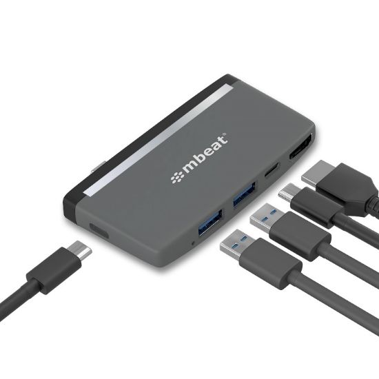 Picture of mbeat®  Essential Pro  5-IN-1 USB- C Hub (4k HDMI Video, USB-C PD Pass Through Charging, USB 3.0 x 2, USB-C x 1) USB 3.0 Speed: Up to 5Gbps Weight:30g