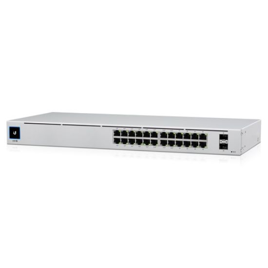 Picture of Ubiquiti UniFi 24 Port Managed Gigabit Switch, 16x PoE+ Ports, 8x Gigabit Ethernet Ports, 2xSFP - 95W - Touch Display - Fanless - GEN2,