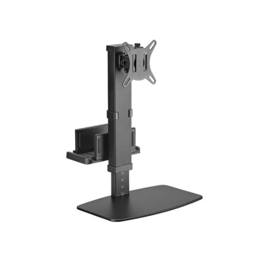 Picture of Brateck Vertical Lift Monitor Stand With Thin Client CPU Mount  Fit Most 17'-32' Monitor Up to 8KG VESA 75x75,100x100(Black) (LS)