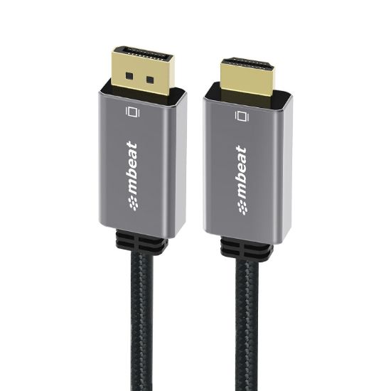 Picture of mbeat Tough Link 1.8m 4K/60Hz Display Port to HDMI Cable -  Connects DisplayPort to HDMI 4K@60Hz (3840×2160), Gold Plated, Aluminium,  Nylon Braided
