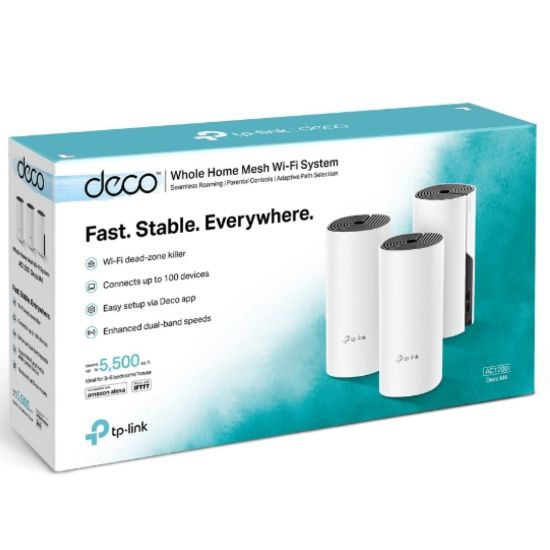 Picture of TP-Link Deco M4 (3-pack) AC1200 Whole Home Mesh Wi-Fi System.  ~370sqm Coverage, Up to 100 Devices, Parental Control