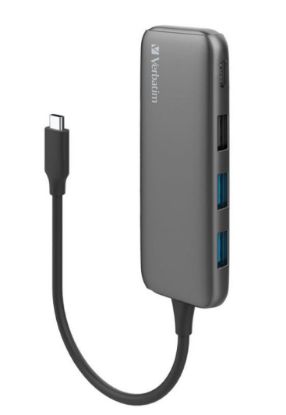 Picture of Verbatim USB-C Hub with 2 x USB-A 3.2 Gen 1 supports up to 5Gbps data transfer, 1 x USB-C supports up to 5Gbps data transfer - Space Grey