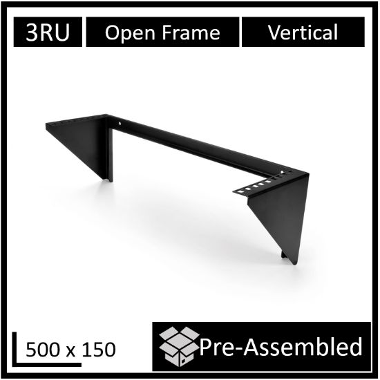 Picture of LDR Open Frame 3U Vertical Wall Mount Frame (500mm x 150mm) - Black Metal Construction