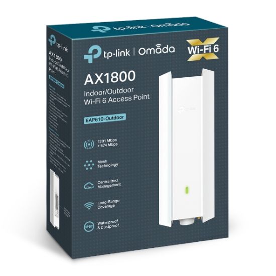 Picture of TP-Link EAP610-Outdoor Omada AX1800 Indoor/Outdoor WiFi 6 Access Point, 1.8 Gbps, Long Range Coverage, IP67 Weatherproof, OFDMA, MU-MIMO