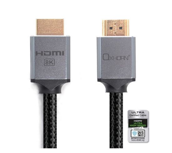 Picture of Oxhorn HDMI2.1a 8K@60Hz 3D Ultra Certified Ethernet Aluminum Header Cable 1m Male to Male