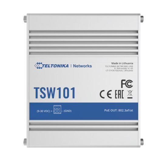 Picture of Teltonika TSW101 Automotive POE+ Switch, 4x PoE Ports, 5 x Gigabit Ethernet Ports with speeds of up to 1000 Mbps, PSU excluded