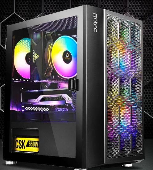 Picture of Antec NX200M RGB m-ATX, ITX Case, 3x RGB Fan. Large Mesh Front for excellent cooling, Side Window, Radiator 240mm. GPU 275mm