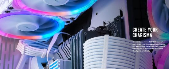 Picture of Antec Fusion 5x 120mm ARGB PWM HB white Fans + ARGB Controller, 57.93 CFM, AP 2.11, Noise Level 31.21. Woven Cable, PMW Daisy Chain design(LS)