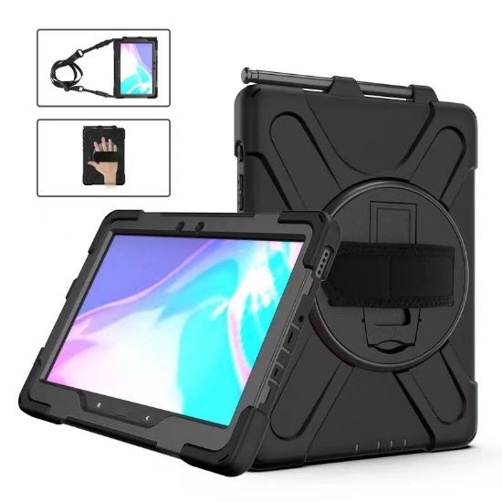 Picture of USP Rugged Samsung Galaxy Tab Active5 Pro/Tab Active4 Pro/Tab Active Pro (10.1') Case Black - Built-in-Kickstand,Adjustable Hand Strap, Shoulder Strap
