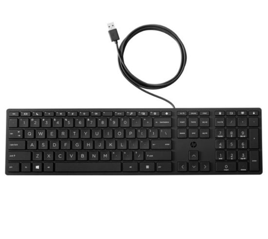 Picture of HP Wired 320K Full-Sized Keyboard - Compatible with Windows 10, Desktop PC, Laptop, Notebook USB Plug and Play Connectivity, Easy Cleaning 1YR WTY