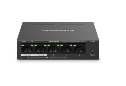 Picture of Mercusys MS105GP 5-Port Gigabit Desktop Switch with 4-Port PoE+, 10/100/1000 Mbps RJ45 ports, Up to 250 m