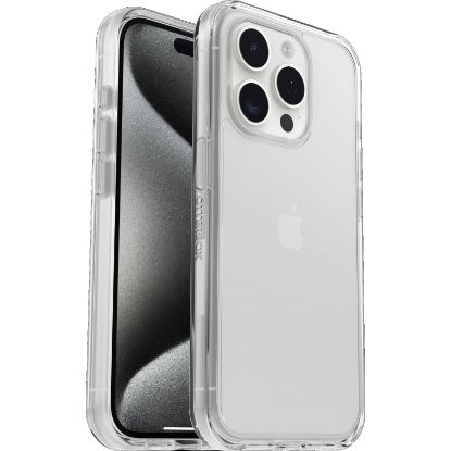 Picture of OtterBox Symmetry Apple iPhone 15 Pro (6.1') Case Clear - (77-92641), Antimicrobial, DROP+ 3X Military Standard, Ultra-Sleek,7 Years Warranty