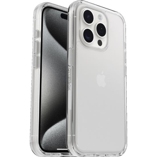 Picture of OtterBox Symmetry Apple iPhone 15 Pro (6.1') Case Clear - (77-92641), Antimicrobial, DROP+ 3X Military Standard, Ultra-Sleek,7 Years Warranty