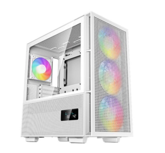 Picture of DeepCool CH560 DIGITAL White High Airflow Mid-Tower ATX Case, Digital Status Display, Magnetic Hybrid Mesh,Tempered Glass, 3 Pre-Installed 140mm Fans