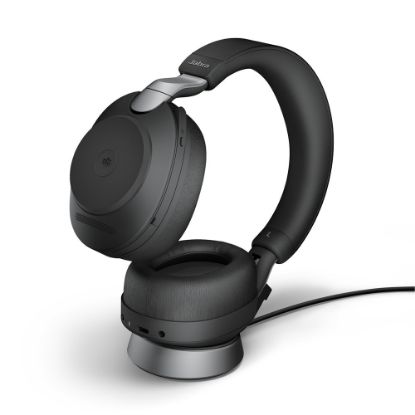Picture of Jabra Evolve2 85 MS USB-C Stereo Bluetooth Headset Black Link 380 USB-C, Charging Stand USB-C, 10-Microphone Technology, Digital Hybrid ANC