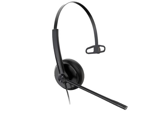 Picture of Yealink UH34 Mono UC USB Headset, Lightweight, All Day Wearing Comfort, Ear Wideband Noise Cancelling Microphone, Leather Ear Cushions, USB-A