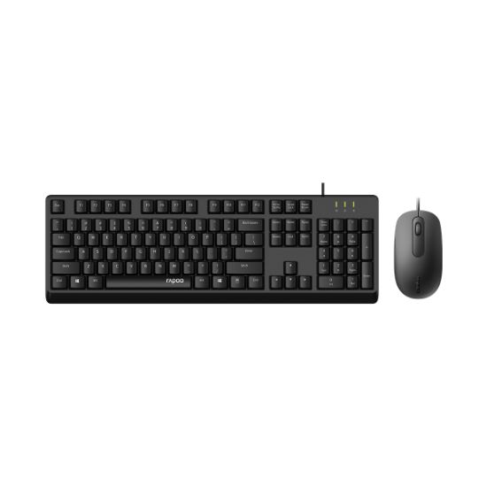Picture of RAPOO X130pro - Wired Keyboard and Mice Combo Black with Spill Resistant / 1000dpi Optical Business and Office choice. Full Size with Numpad.