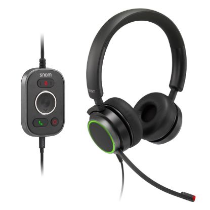 Picture of SNOM A330D Headset, Wired Duo, HD Audio Quality, Remote Control, Ideal For Video-telephony,
