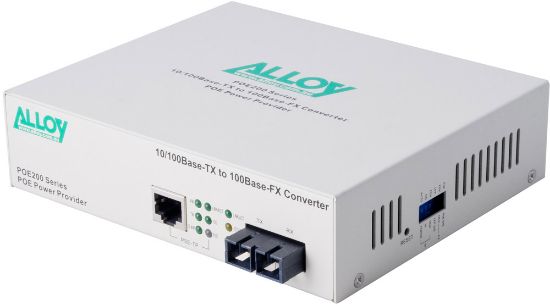 Picture of Alloy POE200SC.20 10/100Base-TX to 100Base-FX Single Mode Fibre (SC) Converter, provides PoE power (RJ-45). 20km