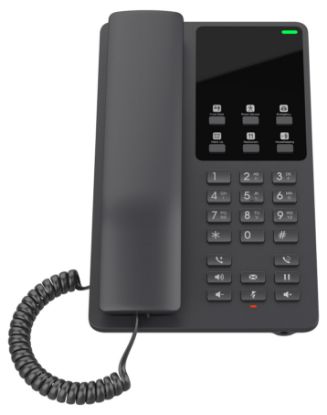 Picture of Grandstream GHP621 Desktop Hotel Voice IP Phone, Black, PoE, Wired Handset, 2 Lines, LCD, Gigabit Ethernet