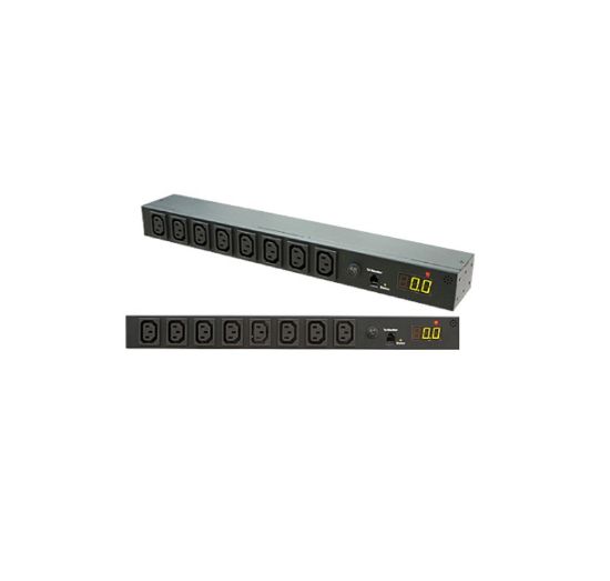 Picture of PowerShield Network Metered PDU, 1U, C20 input, 8 x C13 outputs, provides efficient power distribution and monitoring for network equipment