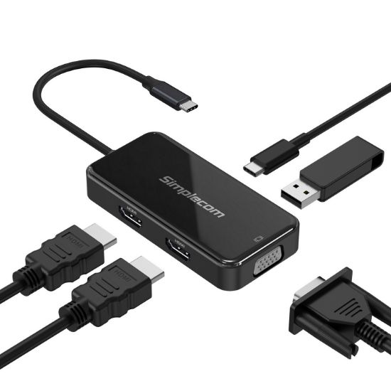 Picture of Simplecom DA451 5-in-1 USB-C Multiport Adapter MST Hub with VGA and Dual HDMI