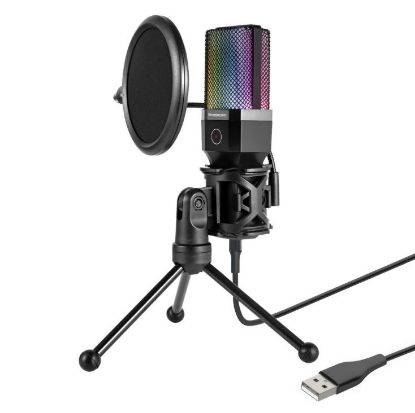 Picture of Simplecom UM650 USB Cardioid Condenser Microphone Gaming RGB Lights with Tripod & Pop Filter