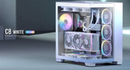 Picture of Antec C8 ARGB White E-ATX, ATX, Dual Chamber, 2x 16CM ARGB Reverse Fans, 1x 14CM ARGB, USB-C, Large Clearance, 8x PCI for Large GPU, Ultra Case