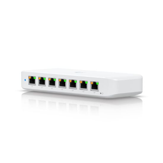 Picture of Ubiquiti Ultra 42W, Compact Layer 2, 8-port GbE PoE Switch, Versatile Mounting Options, 7 PoE/PoE+ No Power Supply, PoE++ Input,