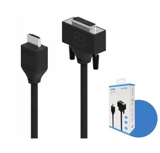 Picture of 8ware Pro Series 2M HDMI to DVI cable Male to Male Nickel plated high performance 30AWG OD6.0 Copper PVC TPE (Retail package)