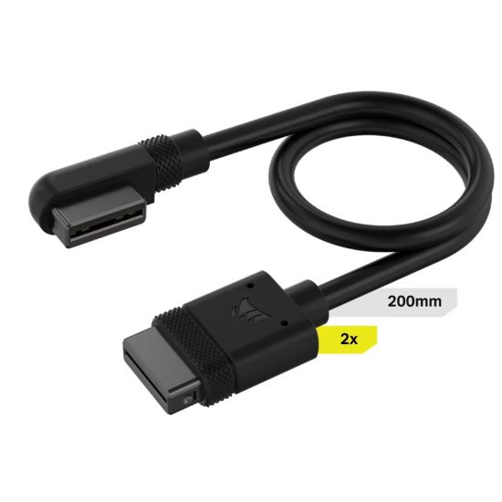 Picture of Corsair iCUE LINK Cable, 2x 200mm with Straight/Slim 90° connectors, Black