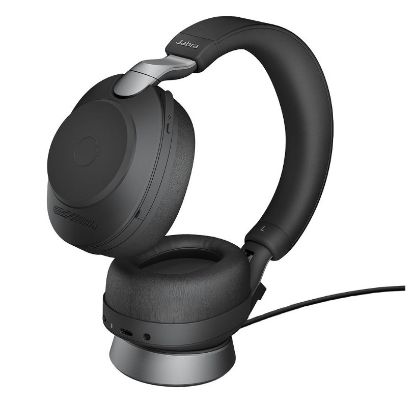 Picture of Jabra Evolve2 85 UC Stereo Black Link 380 USB-A and Charging Stand USB-A ANC Bluetooth Headset, 10-Microphone Technology, Digital Hybrid ANC