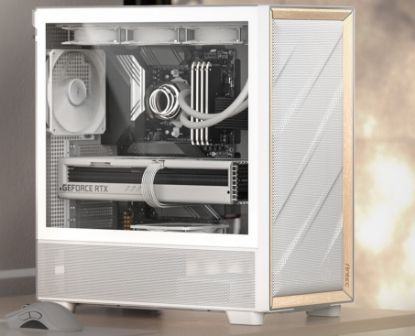 Picture of Antec Flux ATX, White Premium Birch Trim, 5x white PWM Performance Fans. Ultra Cooling Design, PWM ARGB Controller w/ MB Sync, Mid Tower Case