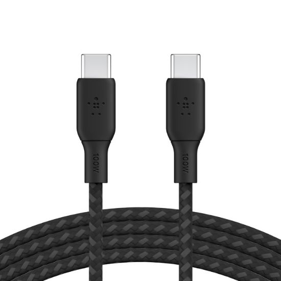 Picture of Belkin BoostCharge USB-C to USB-C Cable (3M) (Pack of 1) - Black (CAB014bt3MBK), 100W, 480Mbps, 30K+ bend, Samsung Galaxy, iPad, 2 Years Warranty