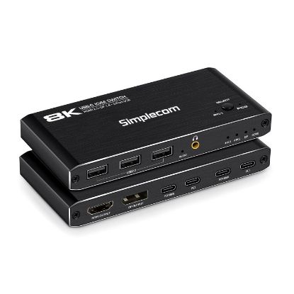 Picture of Simplecom KM470 2-Port USB-C KVM Switch 8K Docking Station HDMI 2.1 DP for Laptop Tablet