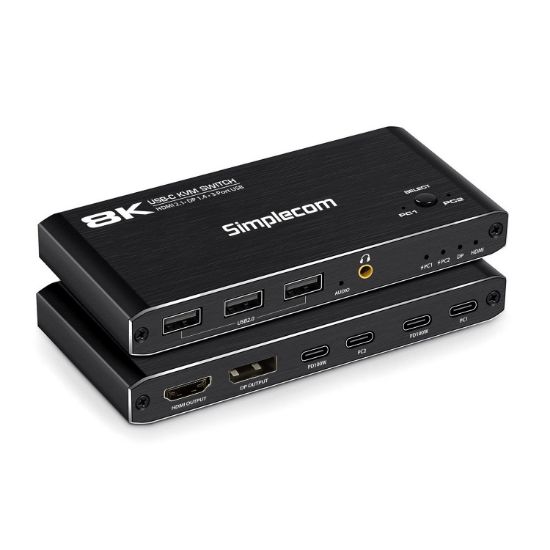Picture of Simplecom KM470 2-Port USB-C KVM Switch 8K Docking Station HDMI 2.1 DP for Laptop Tablet