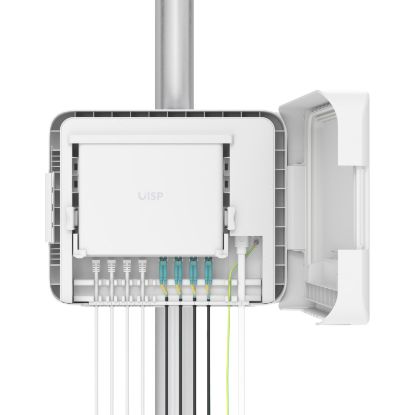 Picture of Ubiquiti UISP Box Plus, IPX6-rated Water Resistance, Enclosure for UISP Switch Plus, Pole /Wall-mount, Includes Fiber Strain Relief Kit,