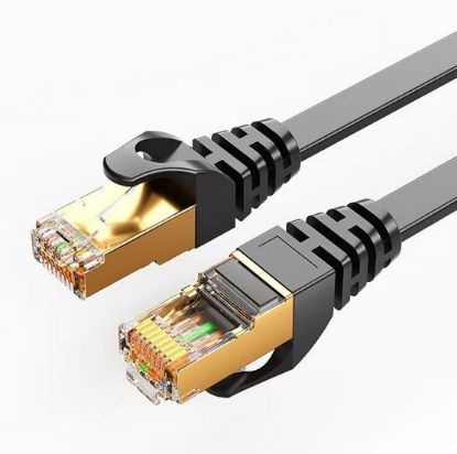 Picture of 8Ware CAT7 Cable 0.5m (50cm) - Black Color RJ45 Ethernet Network LAN UTP Patch Cord Snagless Flat cable