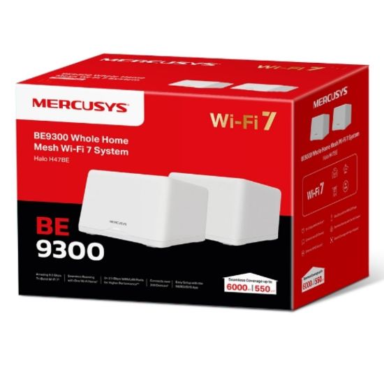 Picture of Mercusys Halo H47BE(2-pack) BE9300 Whole Home Mesh Wi-Fi 7 System, 9214 Mbps Tri-Band, Up to 550m² (WIFI7)