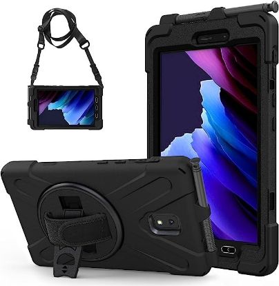Picture of USP Rugged Samsung Galaxy Tab Active5 / Tab Active3 (8') Case Black - Built-in-Kickstand, Adjustable Hand Strap, Shoulder Strap, Pen Holder
