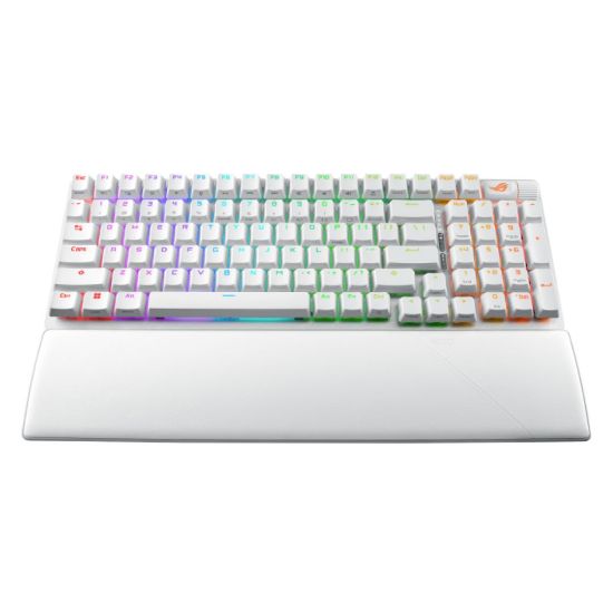 Picture of ASUS ROG STRIX SCOPE II 96 WL Snow Switch Wireless Gaming Mechanical Keyboard, Tri-mode Connection, Streamer hotkeys, PBT Keycaps (White), Quiet